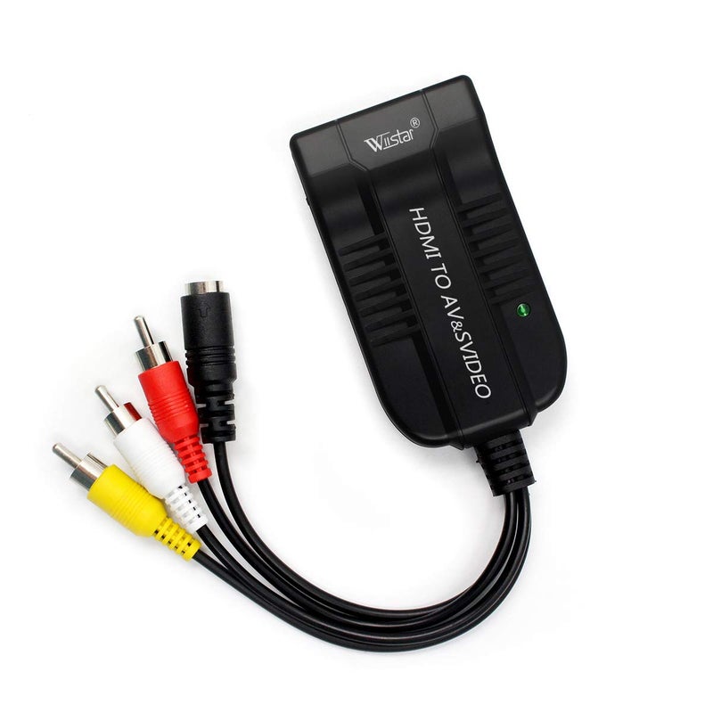 Wiistar HDMI to Male AV CVBS S-Video Converter Adapter HDMI to Male 3RCA Composite R/L S Video 1080P Video Converter Box with AV Svideo Cable - Image 1